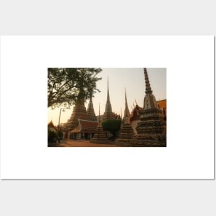 Mosaic tiled Buddha stupas at Wat Pho temple. Posters and Art